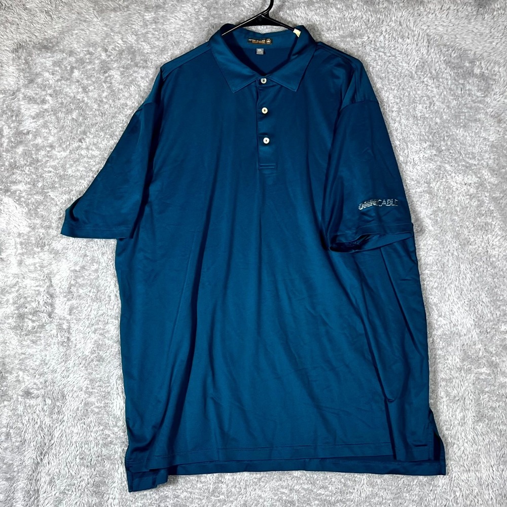 Peter Millar Polo Shirt 2XL Mens Blue Stretch Golf Tennis Sports Summer Comfort